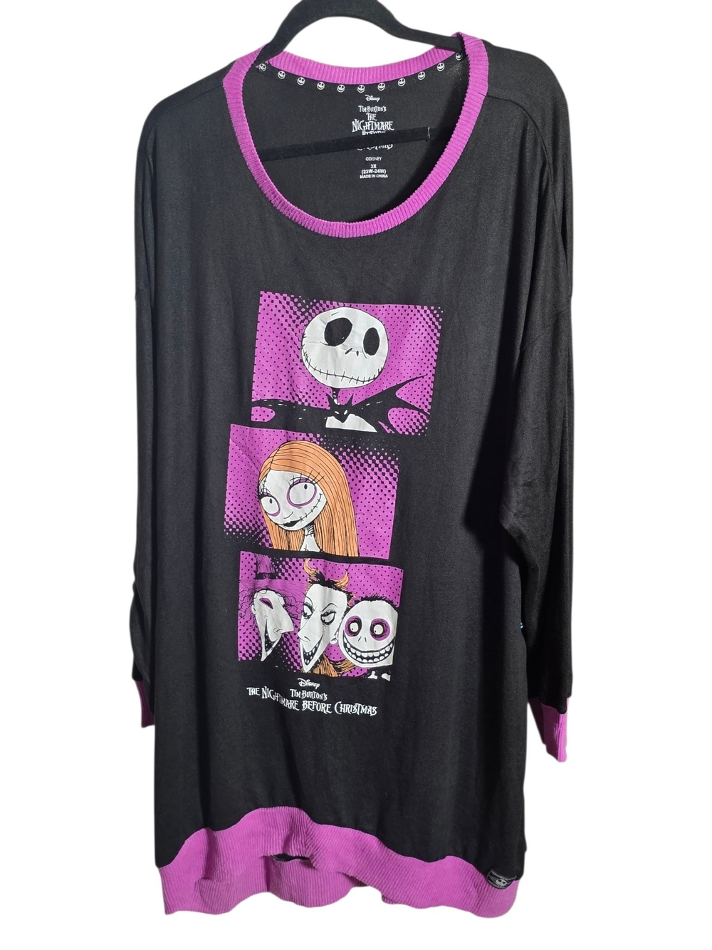 NWT Disney Nightmare Before Christmas Long Sleeve Sleepshirt Nightgown 3X 22W-24